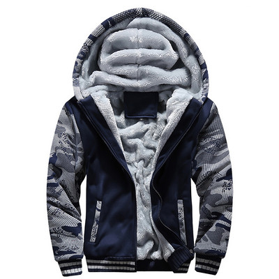 Pánska flísová bunda, maskáčová zahusťovacia bunda, kapucňa, zimný kabát s dlhým rukávom, páperový kabát, ležérne streetwear pánske mikiny s kapucňou