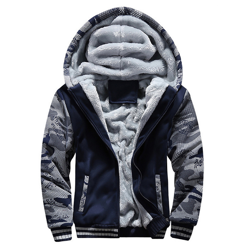 Pánska flísová bunda, maskáčová zahusťovacia bunda, kapucňa, zimný kabát s dlhým rukávom, páperový kabát, ležérne streetwear pánske mikiny s kapucňou