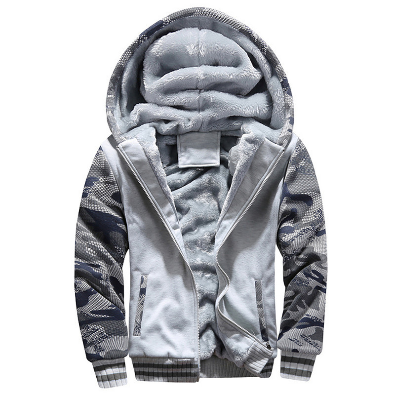 Pánska flísová bunda, maskáčová zahusťovacia bunda, kapucňa, zimný kabát s dlhým rukávom, páperový kabát, ležérne streetwear pánske mikiny s kapucňou