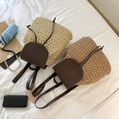 Γυναικείο σακίδιο πλάτης Κορδόνι γυναικείας μόδας ψάθινη τσάντα καλοκαιρινής παραλίας Hollow Lady Weave Pack Τσάντα μεγάλης χωρητικότητας Ταξίδι ώμου