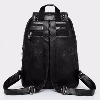 2023 Дамска ученическа чанта от PU кожа Класическа черна водоустойчива многофункционална чанта за пътуване през рамо Раница