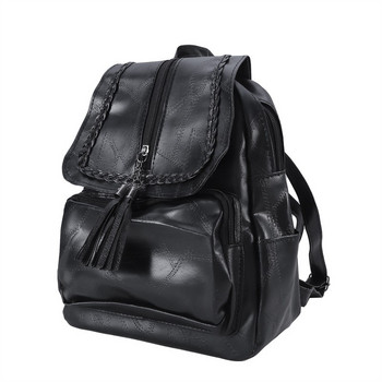 2023 Дамска ученическа чанта от PU кожа Класическа черна водоустойчива многофункционална чанта за пътуване през рамо Раница