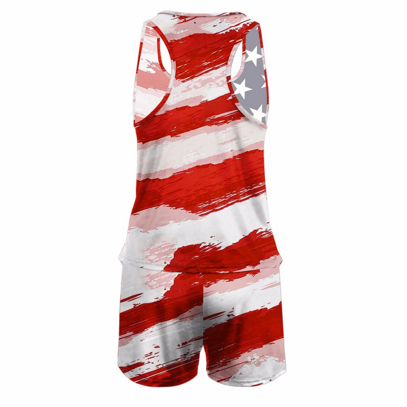 Σετ πιτζάμες Γυναικεία Αστέρια και Ρίγες Εκτύπωση Ιουλίου της 4ης Loose Sleepwear Γραφικά μπλουζάκια και σορτς 2 τεμαχίων σετ Activewear Outfits