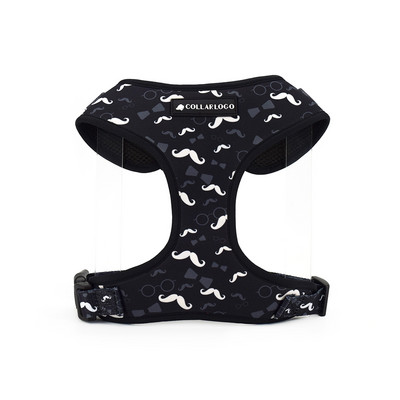 Podesiva ogrlica za pse Izdržljiva, mekana, slatka, povodac s dizajnom brkova u boji, neoprenski pojas s dozatorom vrećice za izmet