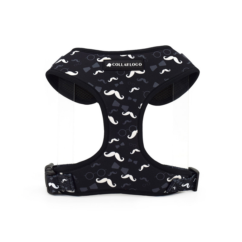 Podesiva ogrlica za pse Izdržljiva, mekana, slatka, povodac s dizajnom brkova u boji, neoprenski pojas s dozatorom vrećice za izmet