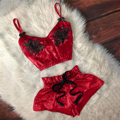 Γυναικείες σέξι σατέν πιτζάμες σετ πυτζάμες με λαιμόκοψη V-λαιμόκοψη Πυτζάμες με δαντέλα Εσώρουχα με παπιτζάμες Σορτς Σετ πιτζάμες θηλυκές