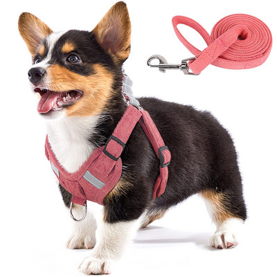 Ρυθμιζόμενο λουρί σκύλου Αναπνεύσιμο λουρί Σκύλος χωρίς έλξη Ανακλαστικό λουρί και λουρί σκύλου για μικρό μεσαίο κατοικίδιο