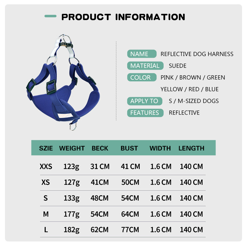 Ρυθμιζόμενο λουρί σκύλου Αναπνεύσιμο λουρί Σκύλος χωρίς έλξη Ανακλαστικό λουρί και λουρί σκύλου για μικρό μεσαίο κατοικίδιο
