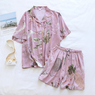 Σετ γυναικείες πιτζάμες Viscose Lovely Sweet Πολύ μαλακό λεπτό κοντό πυτζάμα Loose print αναπνέον κοστούμι σπιτιού για το καλοκαίρι