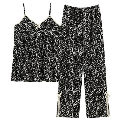 Κορεάτικο στυλ Γυναικείες πιτζάμες με φλοράλ εμπριμέ σετ πιτζάμες σέξι V λαιμόκοψη Αμάνικα χαριτωμένα γλυκά γεμιστά πιτζάμες ρούχα για το σπίτι