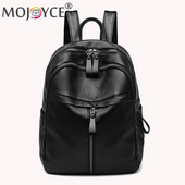 Vintage PU-nahast naiste ostuseljakott, ühevärviline õpilase suure mahutavusega koolikotid naiste reisimiseks lukuga seljakott