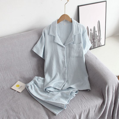 2 τμχ Σορτς κοστούμι πιτζάμες για υπνοδωμάτια Γυναικεία βαμβακερή απλή σχεδίαση κοντό μανίκι Γυναικεία λεπτή καλοκαιρινή γλυκιά μασίφ φόρμα πιτζάμα