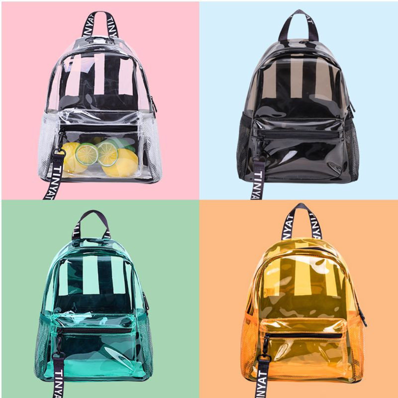 Rucsac de femeie din PVC transparent la modă New Trend Rucsac solid transparent Rucsac de școală de călătorie Geantă pentru fete Copii Mochila