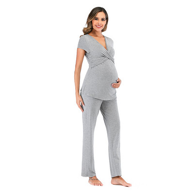 Σετ πιτζάμες μητρότητας Νυχτικό θηλασμού Καλοκαιρινό Σετ Πυζάμες Εγκύους Σετ ρούχων δύο τεμαχίων