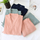 Kimono pidžama Ženska kimono Pamučna spavaćica Vintage bluza Mekana muška Haori Jinbei Yukata hlače Komplet pidžama Spavaćica za par