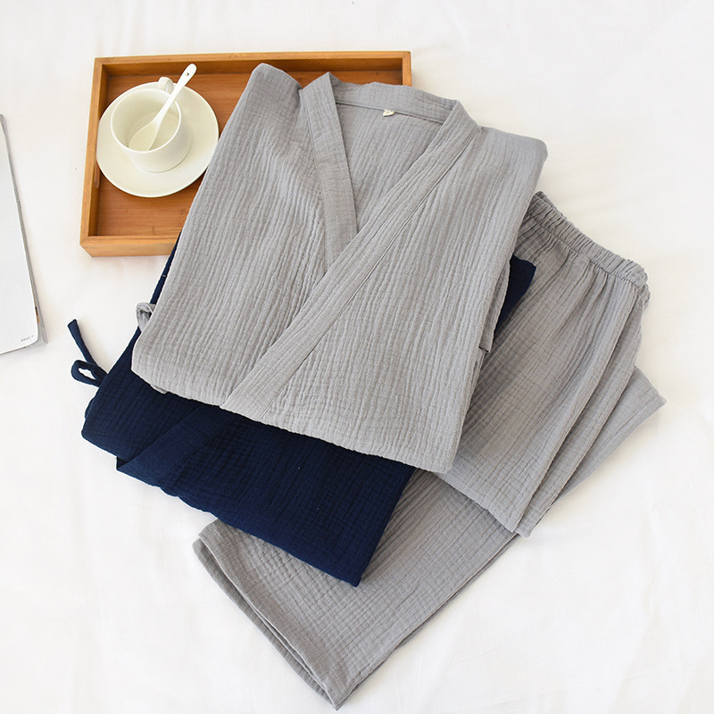 Kimono pyžamo žena kimono bavlnené pyžamo vintage blúzka mäkké pánske haori jinbei yukata nohavice pyžamo set párová nočná košeľa