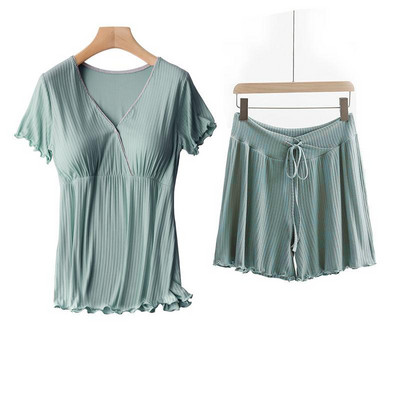 Μπλουζάκι μητρότητας Νοσηλευτικό μπλουζάκι πιτζάμα σε κοντομάνικο μπλουζάκι για έγκυες ανοιξιάτικες μπλούζες Loose σορτς εγκυμοσύνης