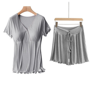 Μπλουζάκι μητρότητας Νοσηλευτικό μπλουζάκι πιτζάμα σε κοντομάνικο μπλουζάκι για έγκυες ανοιξιάτικες μπλούζες Loose σορτς εγκυμοσύνης