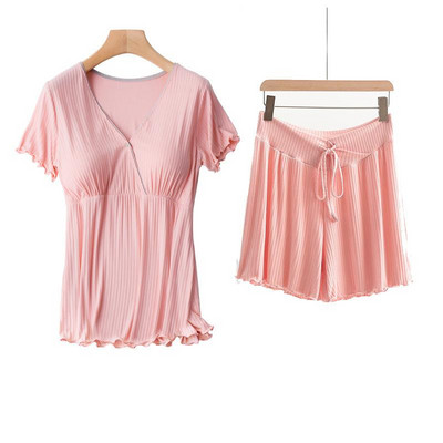 Μπλουζάκι μητρότητας Νοσηλευτικό μπλουζάκι πιτζάμα σε κοντομάνικο μπλουζάκι για έγκυες ανοιξιάτικες μπλούζες Loose σορτς εγκυμοσύνης