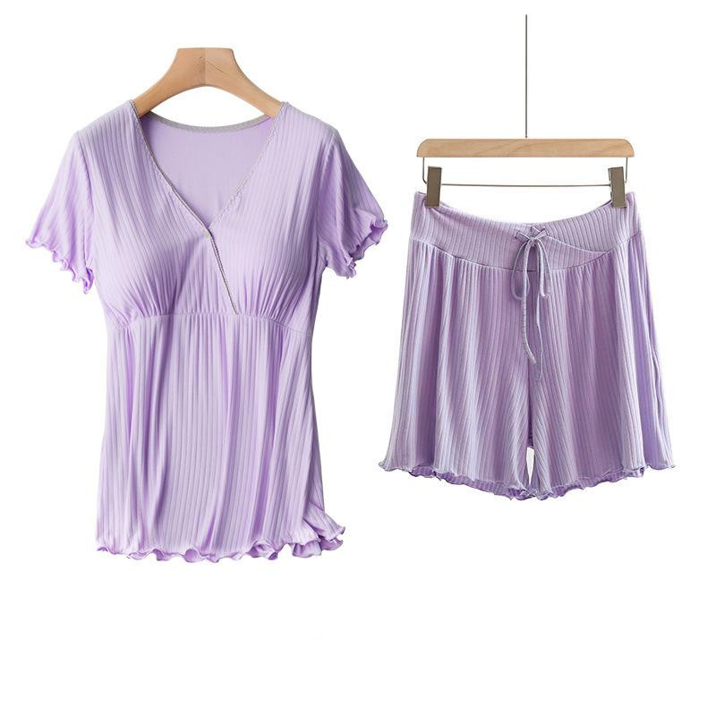 Μπλουζάκι μητρότητας Νοσηλευτικό μπλουζάκι πιτζάμα σε κοντομάνικο μπλουζάκι για έγκυες ανοιξιάτικες μπλούζες Loose σορτς εγκυμοσύνης