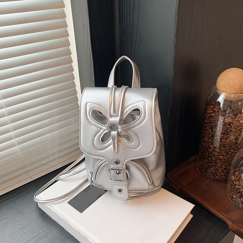 Rucsacuri pentru studenți, din piele PU, cu fluture, geantă de școală ocazională cu șnur, vintage, simplă, portabilă, solidă, la modă