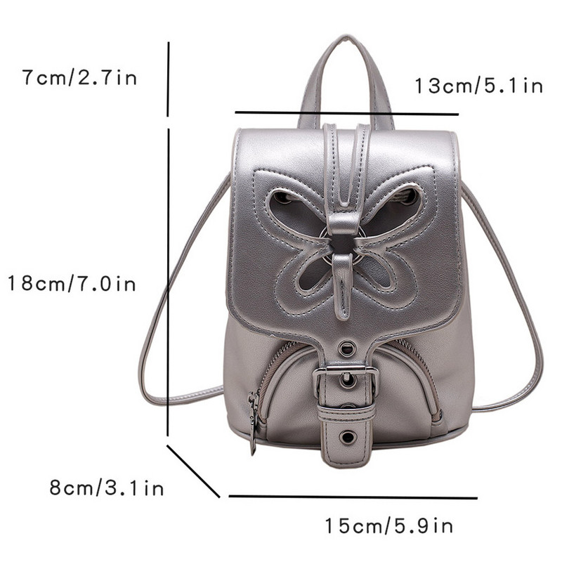 Rucsacuri pentru studenți, din piele PU, cu fluture, geantă de școală ocazională cu șnur, vintage, simplă, portabilă, solidă, la modă