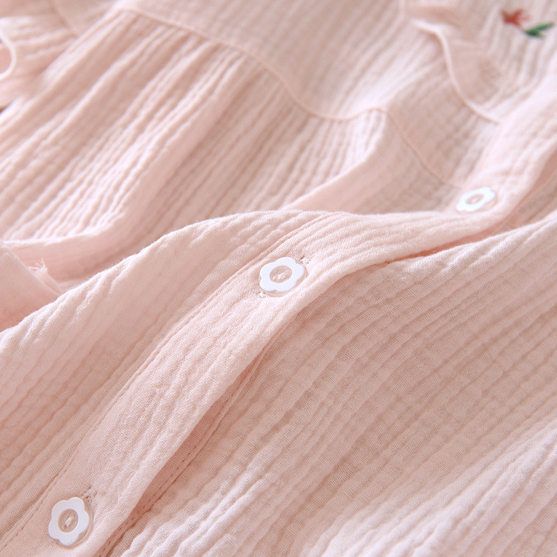 japonez, stil nou, vară, bumbac, cu mânecă scurtă, pijama, costum femei, tifon dublu, broderie drăguță, subțire, serviciu la domiciliu, femei