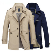 Jachetă de afaceri pentru bărbați, la modă, toamnă, pentru bărbați, jachete lungi din bumbac, pardesiu, pardesiu pentru bărbați, ocazional, de iarnă.
