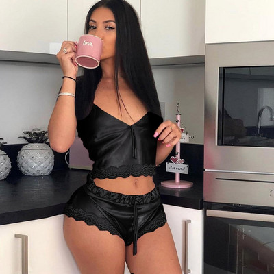 Γυναικείο Σετ Σατέν Μεταξωτό Σετ Πυτζάμες Αμάνικο Σετ Σορτς Πιτζάμες Δαντέλα Πιτζάμα Σπίτι Πυτζάμες για Γυναικείες Σέξι Νύχτες