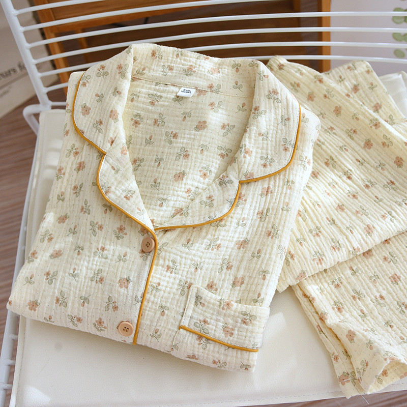 100% puuvillane pidžaama 2023. aasta sügisene uus pidžaamakomplekt naiste puhkerõivastele, pikkade varrukatega püksid, naiste pidžaama ülikond, õhuke lahtine magamisriided