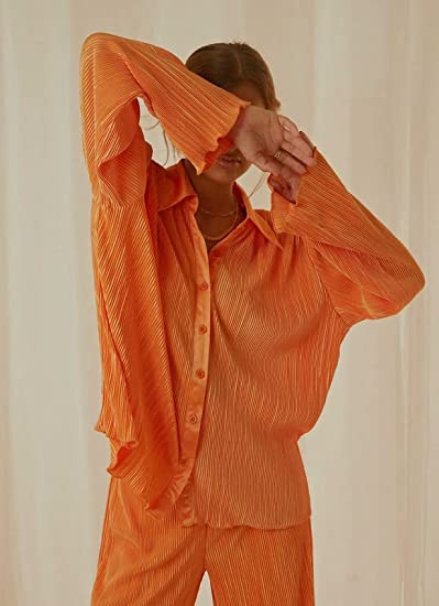 Ženska dvodijelna odjeća Muse, košulja s dugim rukavima, široke nogavice, ležerne hlače, odijelo s jednobojnim cvjetnim hlačama iz 90-ih