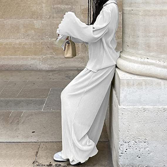 Ženska dvodijelna odjeća Muse, košulja s dugim rukavima, široke nogavice, ležerne hlače, odijelo s jednobojnim cvjetnim hlačama iz 90-ih