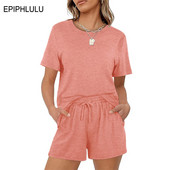 2023 Summer Loose Σετ Πυτζάμες Γυναικείες στάμπες Πυτζάμες Σπίτι Κοστούμια κοντά μανίκια Σαλόνι ρούχα για γυναίκες Σετ Pjs