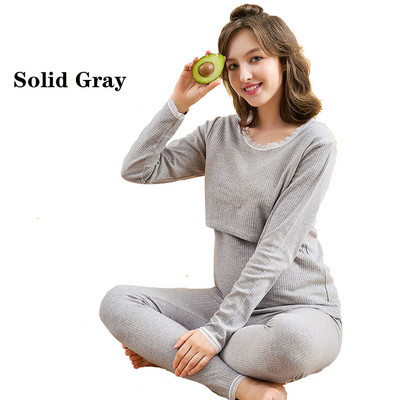 Γυναικεία Πυζόνια εγκυμοσύνης Βαμβακερό μπλουζάκι θηλασμού +Ρυθμιζόμενο παντελόνι έγκυο johns σετ πιτζάμες Νυχτικό Ρούχα