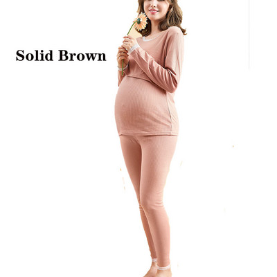 Γυναικεία Πυζόνια εγκυμοσύνης Βαμβακερό μπλουζάκι θηλασμού +Ρυθμιζόμενο παντελόνι έγκυο johns σετ πιτζάμες Νυχτικό Ρούχα