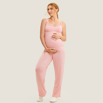 MOMANDA един комплект Cami Пижами за бременни Жени за кърмене Пижами за кърмене Костюми Слинг Нощно облекло Кърмене След раждане
