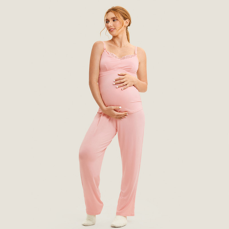 MOMANDA un set Cami Pijamale Maternitate Alăptare Femei Alăptare Lenjerie de dormit Costume Sling Lenjerie de noapte Lactație Postpartum