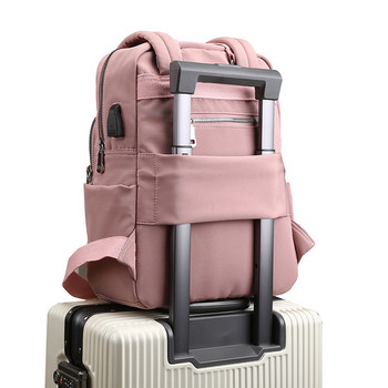 Γυναικείο σακίδιο πλάτης φόρτισης USB με κορυφαία λαβή Σακίδιο πλάτης casual ταξιδιού Preppy Σχολική τσάντα 14 ιντσών Σακίδιο πλάτης Laptop