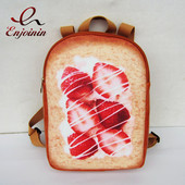 Roztomilý batoh v štýle toastu pre mladé dievčatá, veľká školská taška, zábavná študentská školská taška, cestovná taška pre ženy, vzor kawaii s vajíčkom