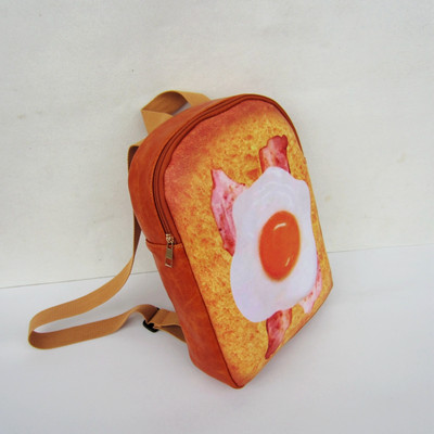 Roztomilý batoh v štýle toastu pre mladé dievčatá, veľká školská taška, zábavná študentská školská taška, cestovná taška pre ženy, vzor kawaii s vajíčkom