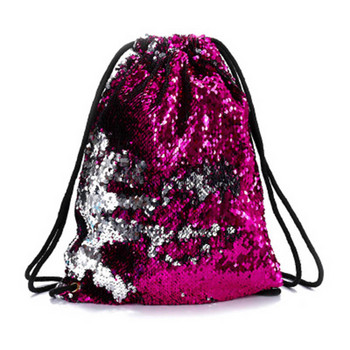 Чанти с шнурове с пайети Двустранна раница с пайети Блестящи чанти през рамо за момичета Дамска модна спортна чанта на открито 2023 г. Нова