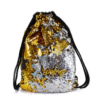Чанти с шнурове с пайети Двустранна раница с пайети Блестящи чанти през рамо за момичета Дамска модна спортна чанта на открито 2023 г. Нова