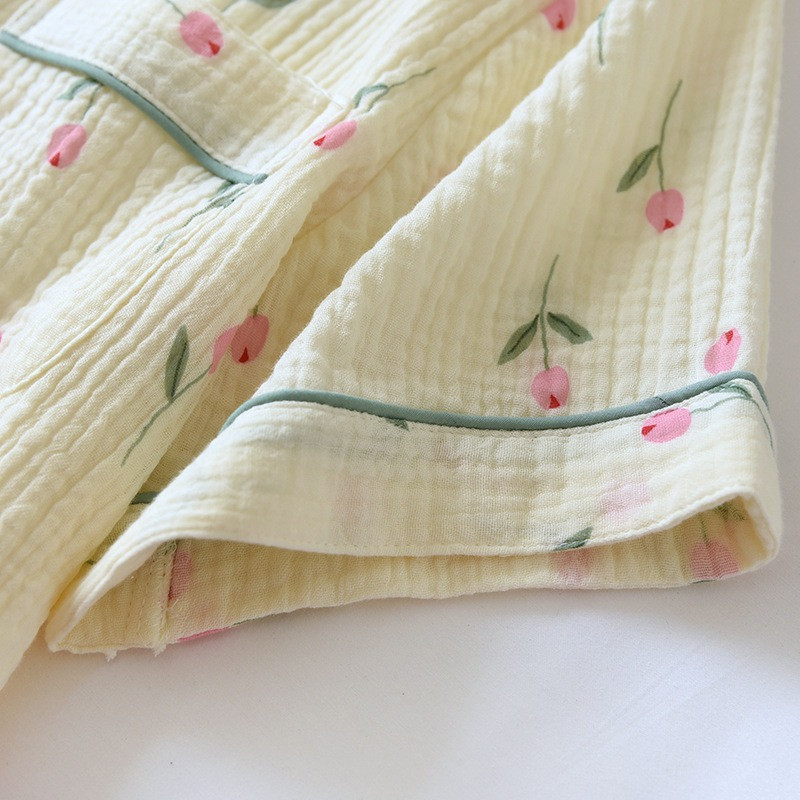 NOVI Kompleti pidžama na okretni ovratnik kratkih rukava Ženske ljetne pamučne krep pamučne kawaii printove u stilu tulipana Trendy ženske pidžame od 2 komada slatke