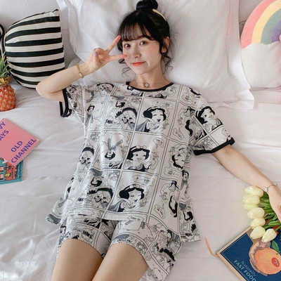 Fan Sweet Cartoon Series Ženska pidžama kratkih rukava Pidžama 2Piece Set Cute Sweet Girls Pidžama Kućna odjeća