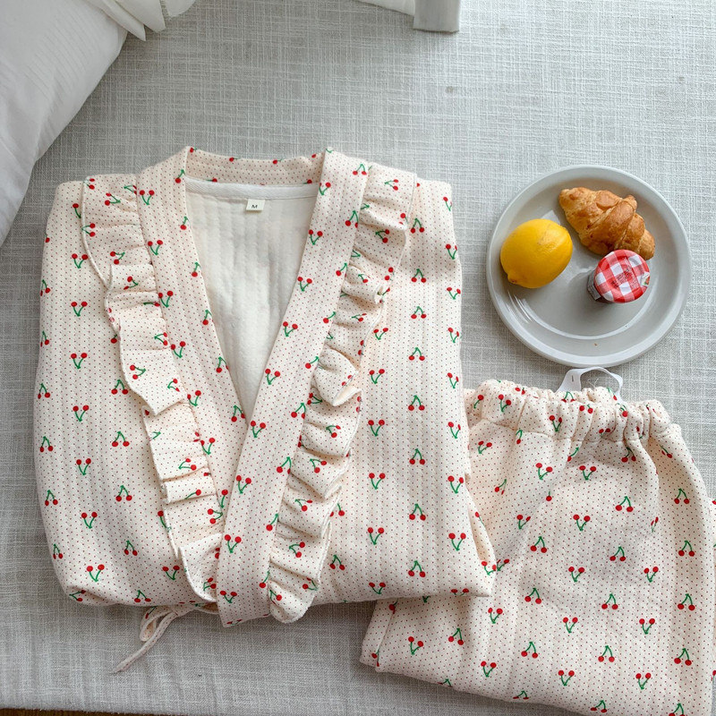 Σετ Fdfklak 2τμχ Πυτζάμες εγκυμοσύνης Πιτζάμες θηλασμού Γυναικείες Βαμβακερές στάμπες φθινοπώρου Ρυθμιζόμενες ενδύματα ύπνου εγκυμοσύνης