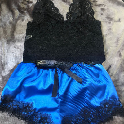 Pijamale sexy pentru femei 2 piese Set de pantaloni scurți de top Lenjerie de dormit Haine Pijamale din dantelă Lenjerie intimă