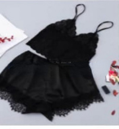 Pijamale sexy pentru femei 2 piese Set de pantaloni scurți de top Lenjerie de dormit Haine Pijamale din dantelă Lenjerie intimă