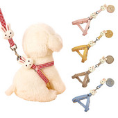 Koerarakmed väikestele koertele kassidele armsad jänesekujulised ruudulised reguleeritavad kassipoja kaelarihmad ja jalutusrihmaga lemmikloomatarbed