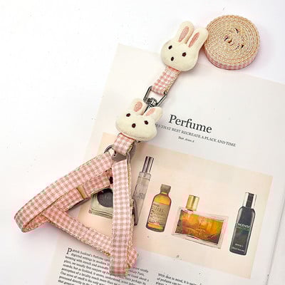 Koerarakmed väikestele koertele kassidele armsad jänesekujulised ruudulised reguleeritavad kassipoja kaelarihmad ja jalutusrihmaga lemmikloomatarbed