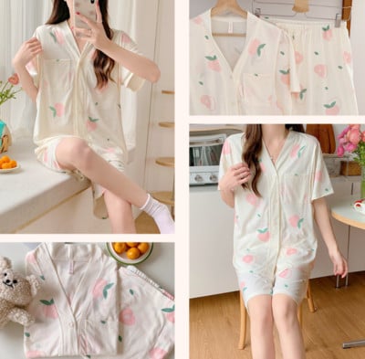 Suvine rasedate magamise salong Lühikeste varrukatega puuvillane imetamispidžaama komplekt Raseduse imetamiseks sünnitusjärgsele naisele